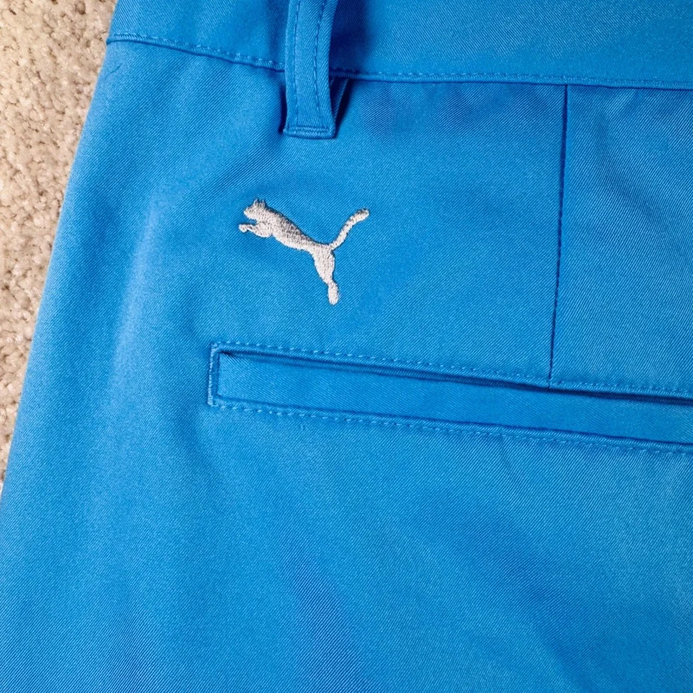 Puma Men Golf Shorts Blue W38 Solid Performance Activewear Polyester Regular Fit
